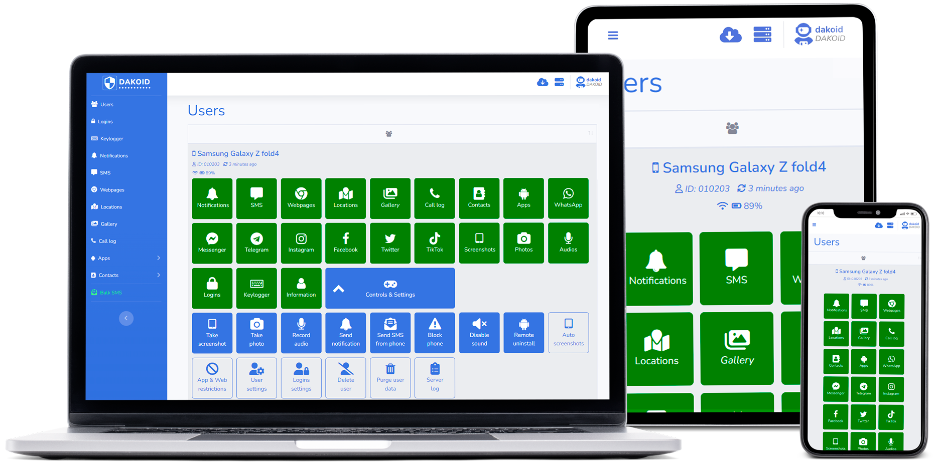 Control android phones and tabelts through APP or any browser